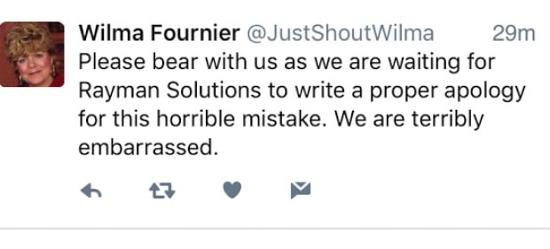 Wilma Fournier - Apology Tweet